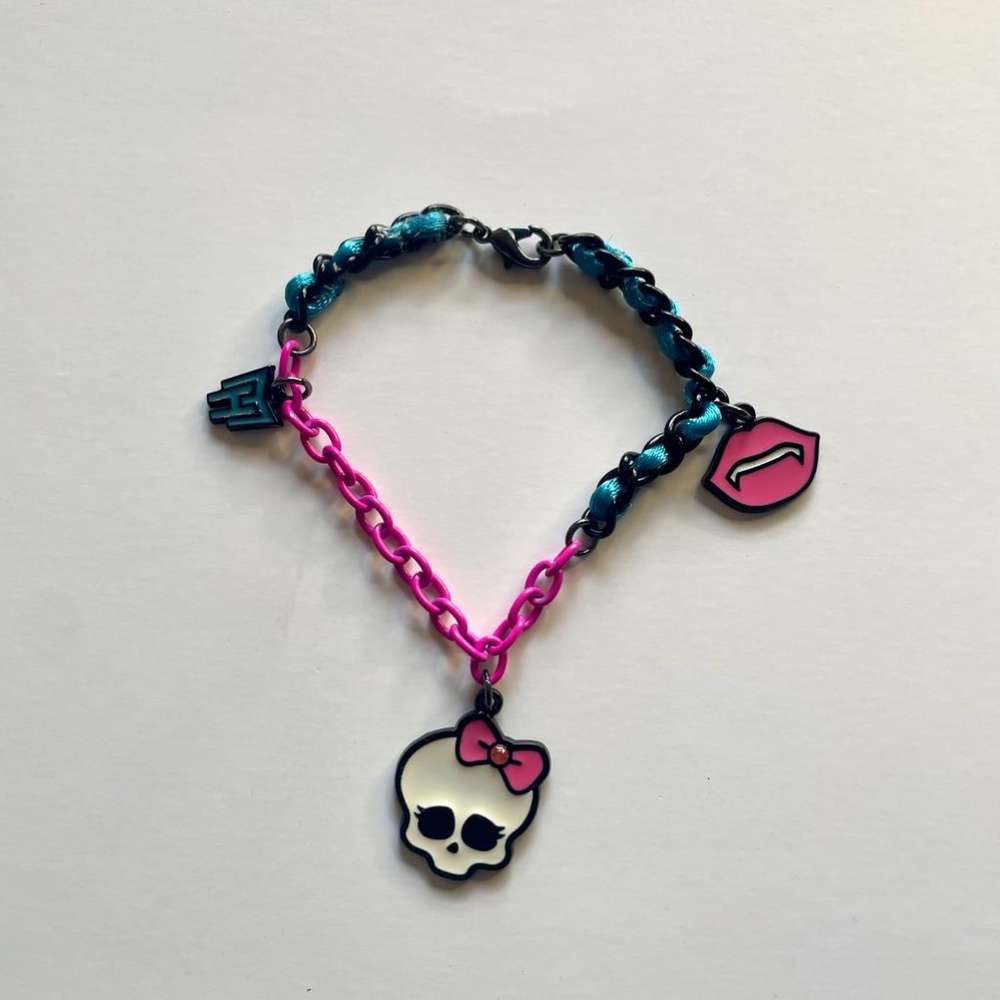 Monster High Pink & Blue Charm Chain Bracelet For Kids Halloween